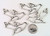 4 Antiqued Silver Plated Pewter Open Flying Bird Focal Charms ~ 49x27mm  *