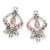 2 Antiqued Silver Pewter Earring Drops with Swarovski Light Rose Crystals   *