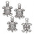 Charm,  4 Antiqued Silver Plated Pewter 17x14mm Double Sided Turtle Drop with Loop