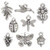 8 Antiqued Silver Plated Pewter Charm Set of Nature Mix