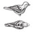 2 Antiqued Silver Plated Pewter 14.5x7mm Double Sided 3D Paloma BIRD Beads
