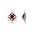 2 Sterling Silver & CZ Garnet Red 12mm Faceted Square with 3 Loops *