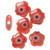 Bead, 6 Porcelain Hand Painted 15x15x6mm Double Sided Red Flower Beads *