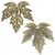 4 Antiqued Gold Plated Pewter  53x51x1mm Maple Leaf Charms