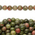 1 Strand (67) Green, Orange Natural Unakite 6mm Round Beads with 0.5-1.5mm Hole