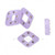 4 Frosted Purple Resin 17x13mm Diamond Beads Made with 6 Swarovski Crystals