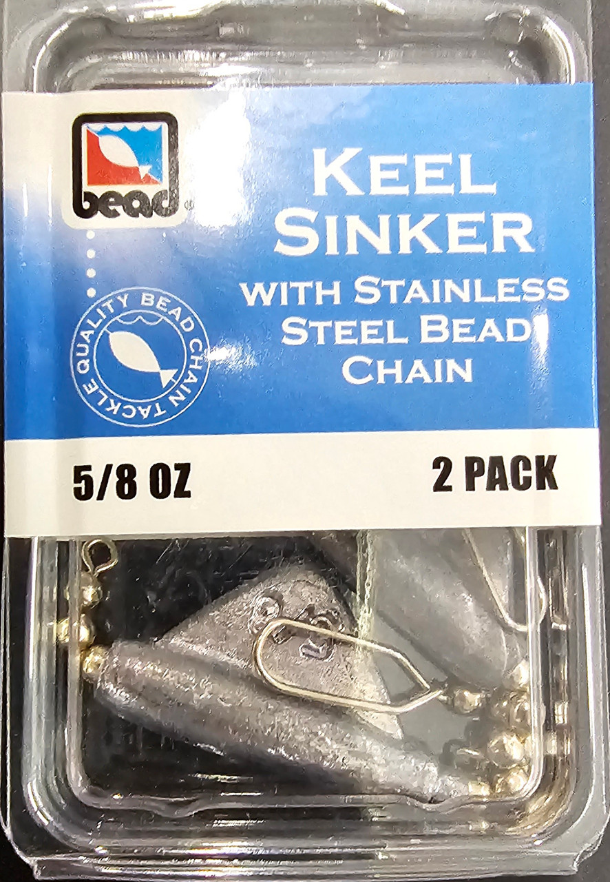 Bead Chain Keel Sinker 5/8oz (For Trolling Coho Dodgers) 2 Pack
