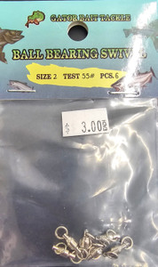 Gator Bait 55# Size 2 Ball Bearing Swivel (6 Pack)