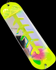 8" Chrome Yellow Jeans Flasher w/ 2 Fins 8" Chrome Yellow Jeans Flasher w/ 2 Fins