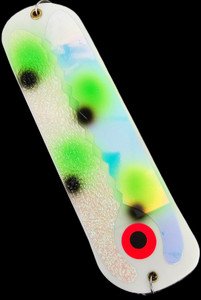 9.5" White Black Eye Pea Bam Flasher w/ 2 Fins