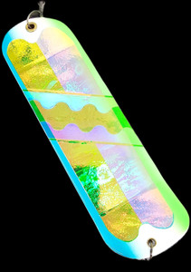 9.5" White Green Dolph Lundgren Flasher w/ 2 Fins