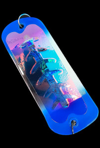 5.5" Chrome Glow Blue Jeans Flasher w/ 2 Fins