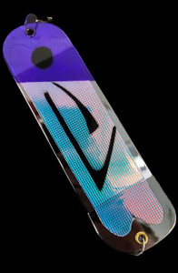 8" Chrome UV Lead Purple Flounder Pounder Flasher w/ 2 Fins