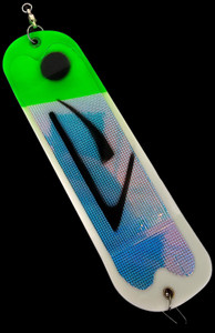 9.5" White UV Lead Flounder Pounder Flasher w/ 2 Fins