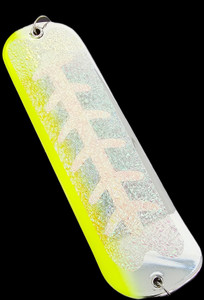 8" Chrome Yellow Wiggle Flasher w/ 2 Fins 8" Chrome Yellow Wiggle Flasher w/ 2 Fins