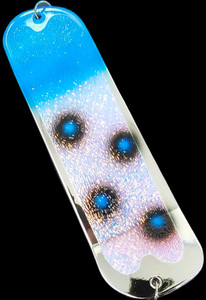 9.5" Chrome Crushed UV Blue Booger Flasher w/ 2 Fins 9.5" Chrome Crushed UV Blue Booger Flasher w/ 2 Fins