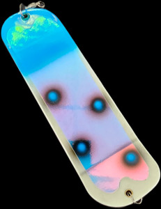 9.5" White UV Blue Booger Flasher w/ 2 Fins