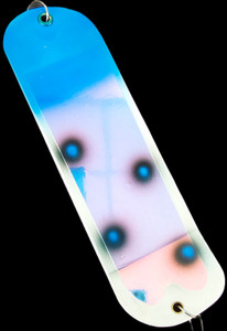 8" White UV Blue Booger Flasher w/ 2 Fins