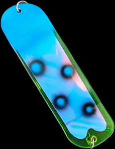 8" Green UV Blue Booger Flasher w/ 2 Fins