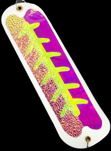 8" White Purple Stud Flasher w/ 2 Fins