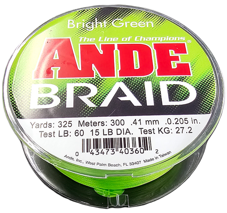 60lb/325yd Bright Green Ande Braid