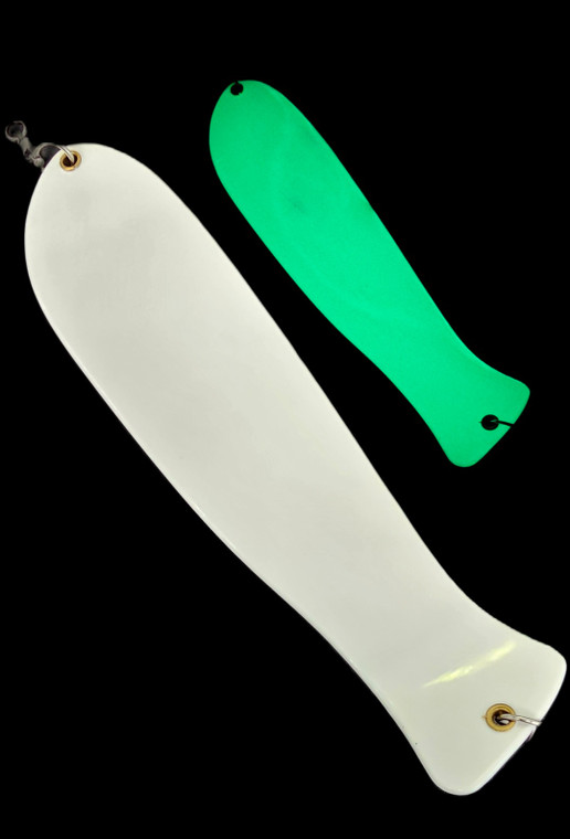 10" White Glow Fish Flasher Blank NO FINS!!!!