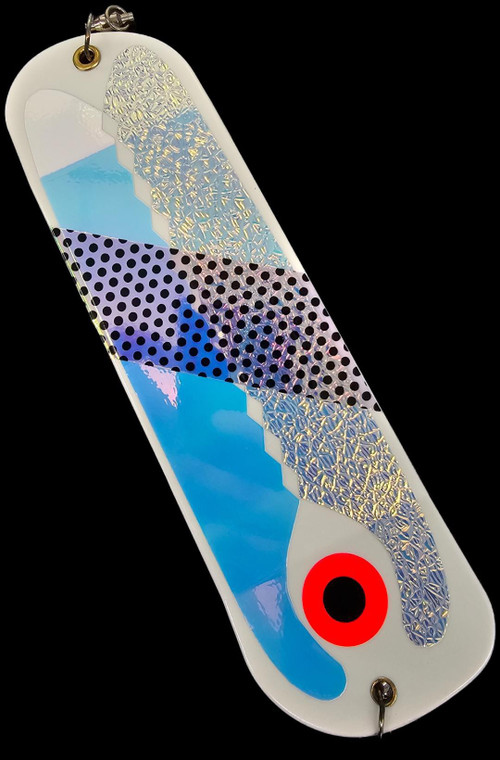 9.5" White Magic Man Flasher w/ 2 Fins