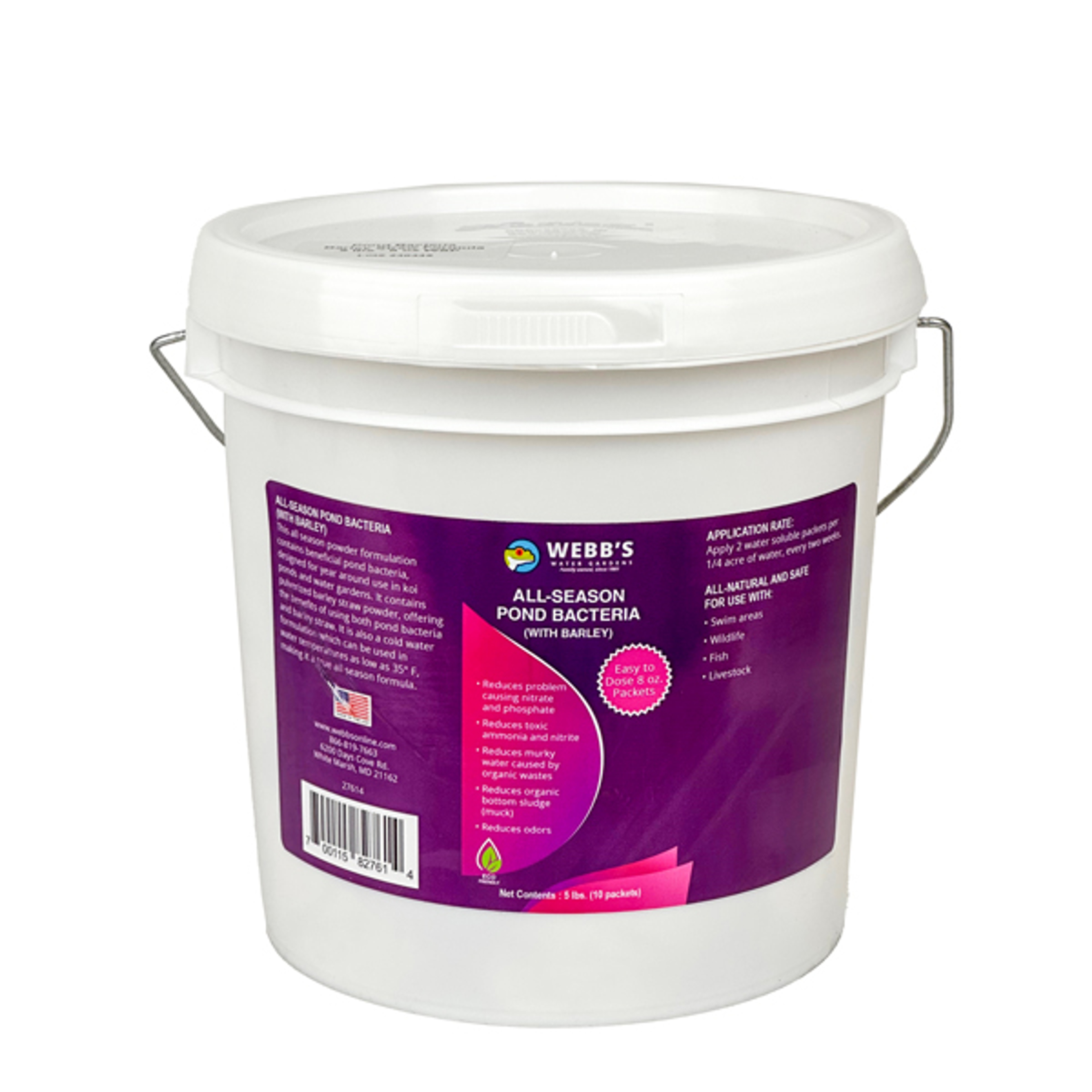 Webb's Water Gardens All-Season Pond & Lake Bacteria with Barley - 8 oz Water Soluble Packets
