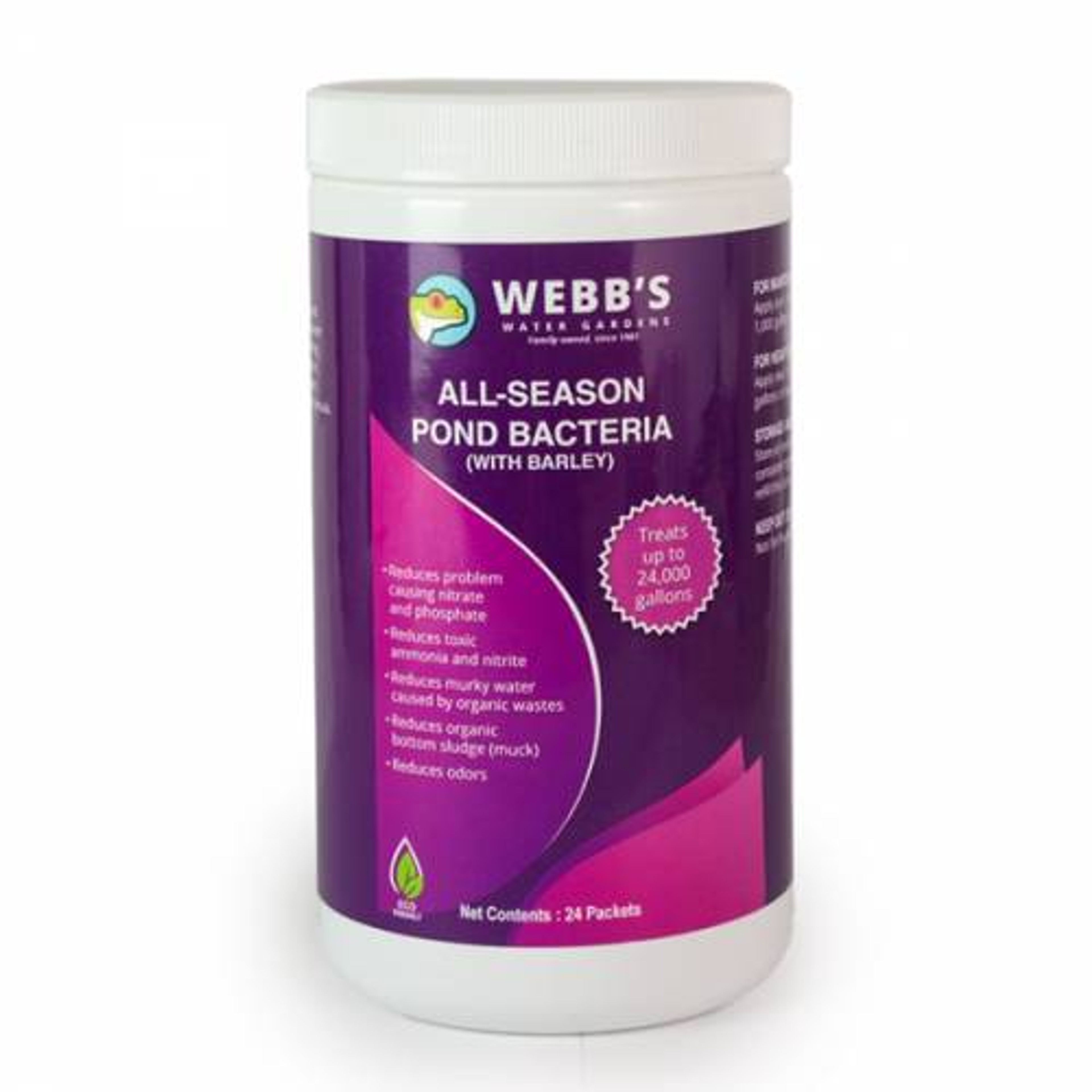 Webb's Water Gardens All-Season Pond Bacteria with Barley - 1 oz Water Soluble Packets