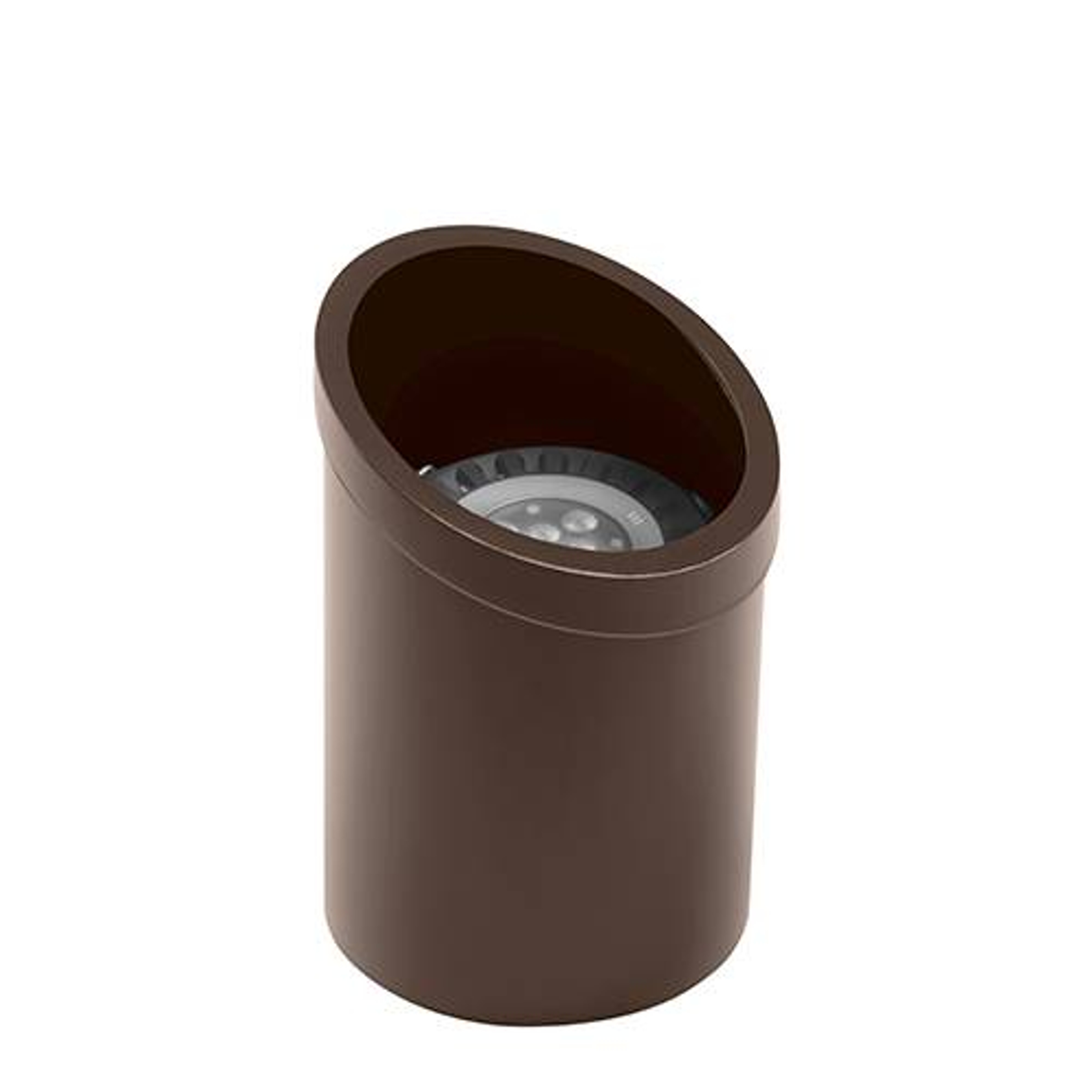 Encore Well Light, Brown ABS, LED PAR36, Angled Top w/ Brass Grate