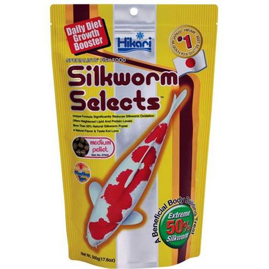 Hikari Silkworm Selects Supplemental Koi Food - Floating, Medium Pellets, 17.6 Ounces