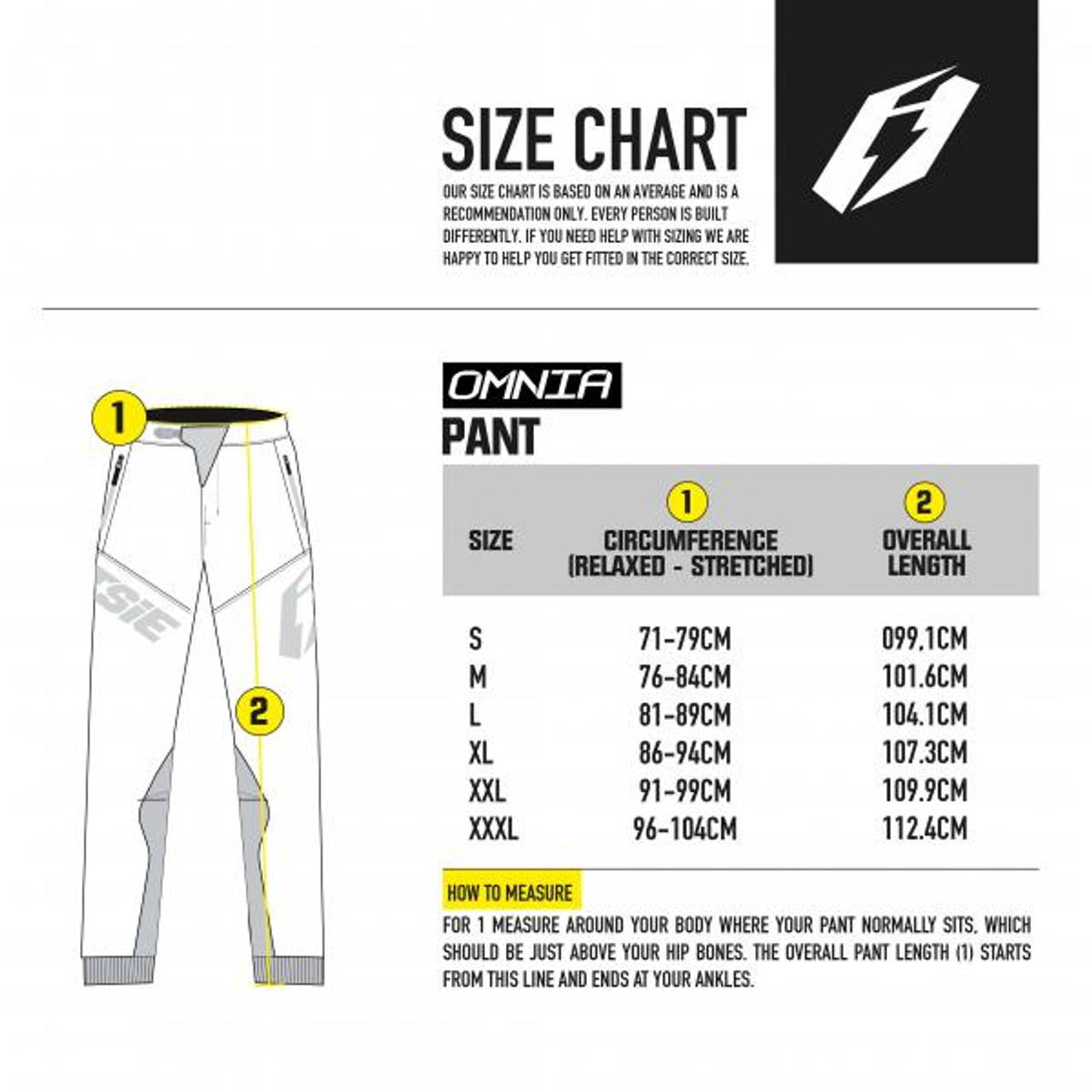 Clice Trials Clothing Size Chart