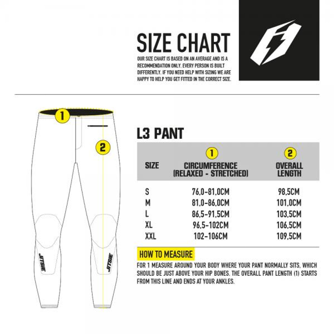 Clice Trials Clothing Size Chart