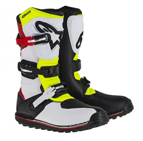 Alpinestars Tech T boots in white/ red/ fluo yellow Alpinestars Tech T boots in white/ red/ fluo yellow