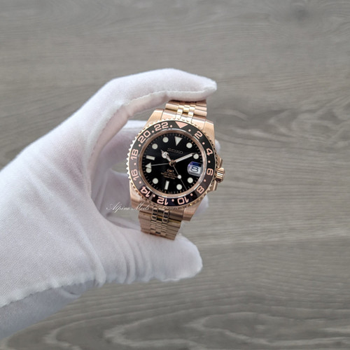 41mm Ceramic Root Beer GMT Date on Rose Mod