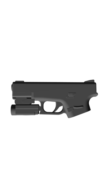 Glock 19 Gen 5 with Olight Baldr S, CAD model image
