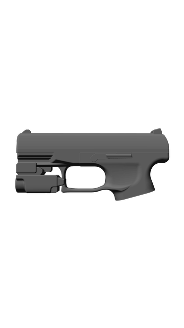 Walther PPQ with Olight Baldr Mini, CAD model image