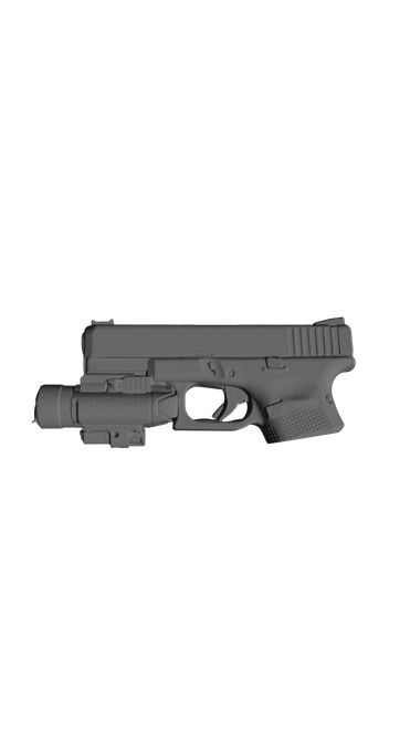Glock 19 Gen 5 with Olight Baldr Pro, 3D scan image