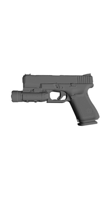 Glock 19 Gen 5 with Olight PL-Pro, 3D scan image