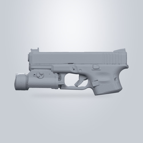 Glock 19 Gen 5 with Streamlight TLR-1, 3D scan render
