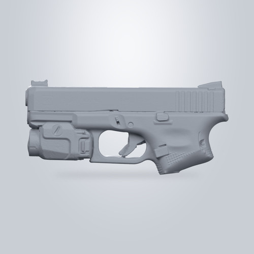 Glock 19 Gen 5 with Streamlight TLR-7, 3D scan render
