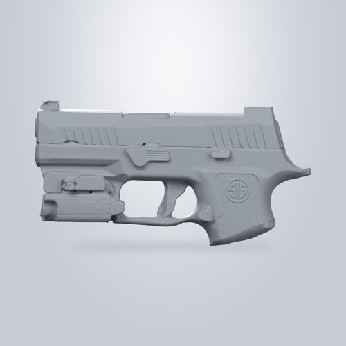 Sig Sauer P320 X Compact with Olight PL-Mini 2, 3D scan render