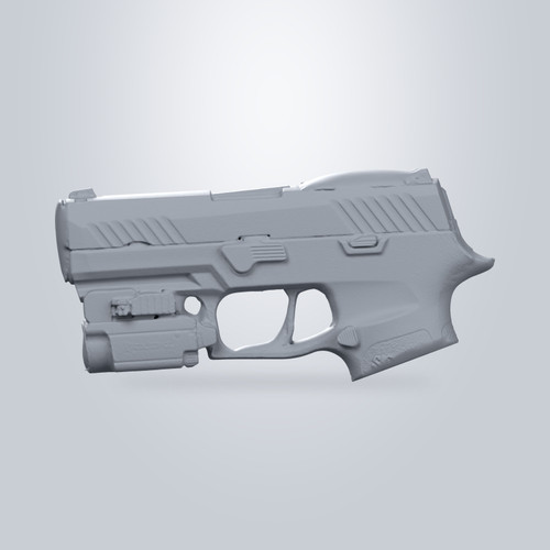 Sig Sauer P320 Compact with Olight Baldr Mini, 3D scan render