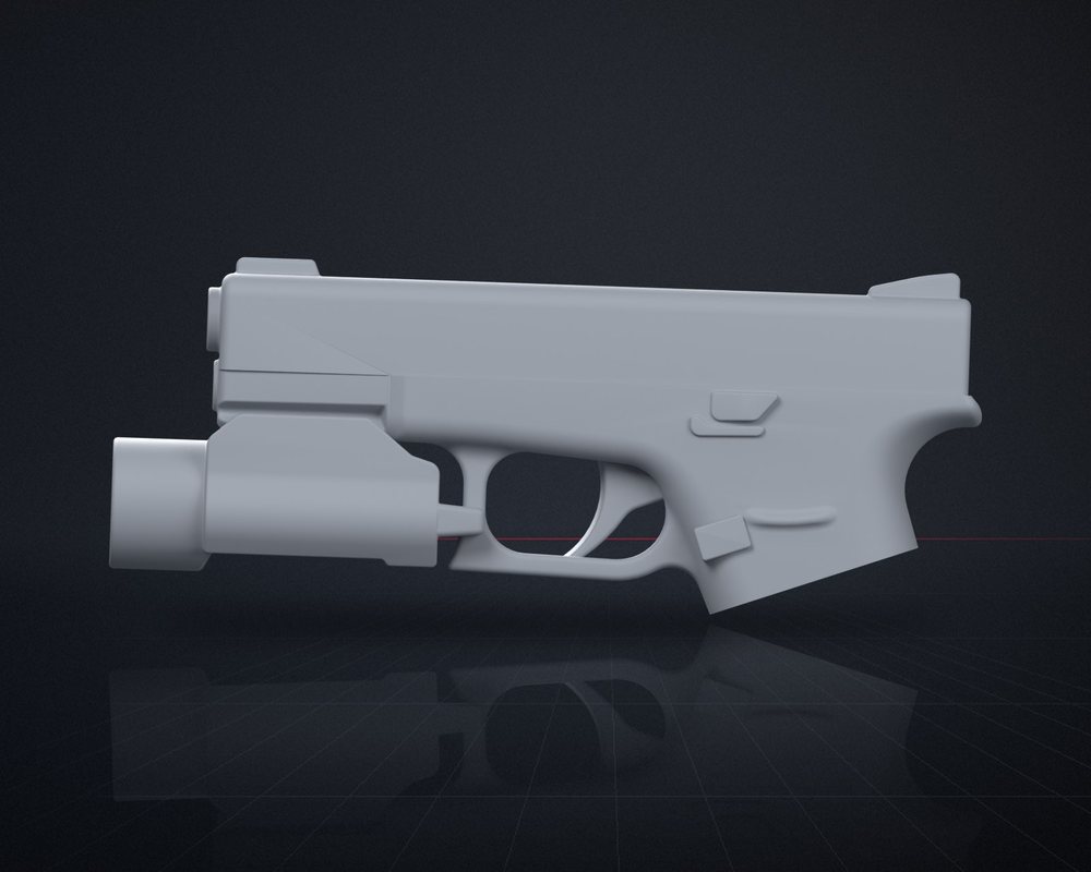 The same Glock 19 Gen 5 and TLR-1 as a clean solid CAD model