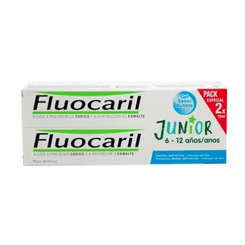 Fluocaril junior 6-12 años gel 2 x 75 mL bubble