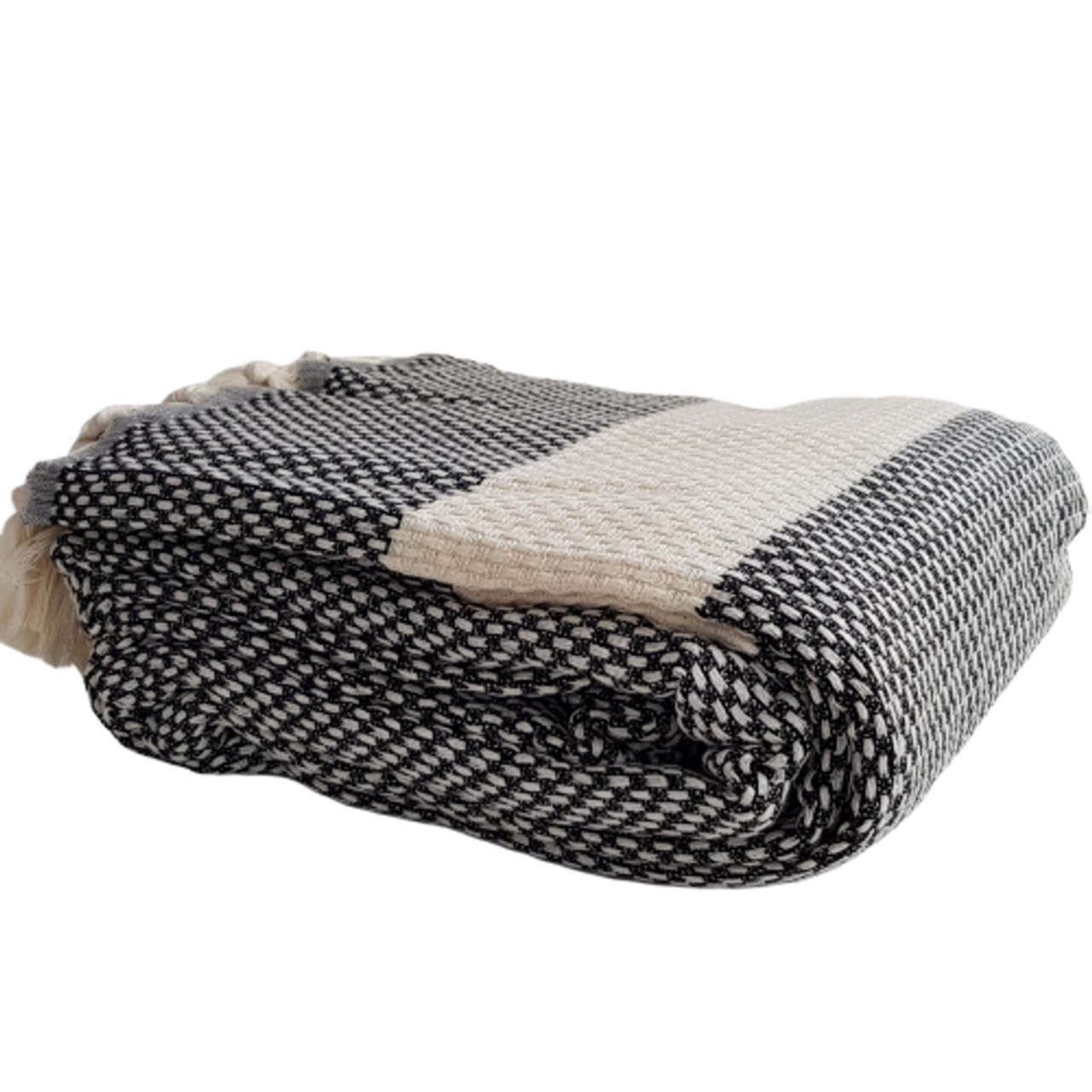 Basket Weave Large Cotton Throw Blanket Bedspread 200x240 Cm