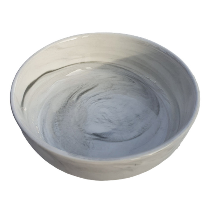 Marble-effect porcelain serving bowl