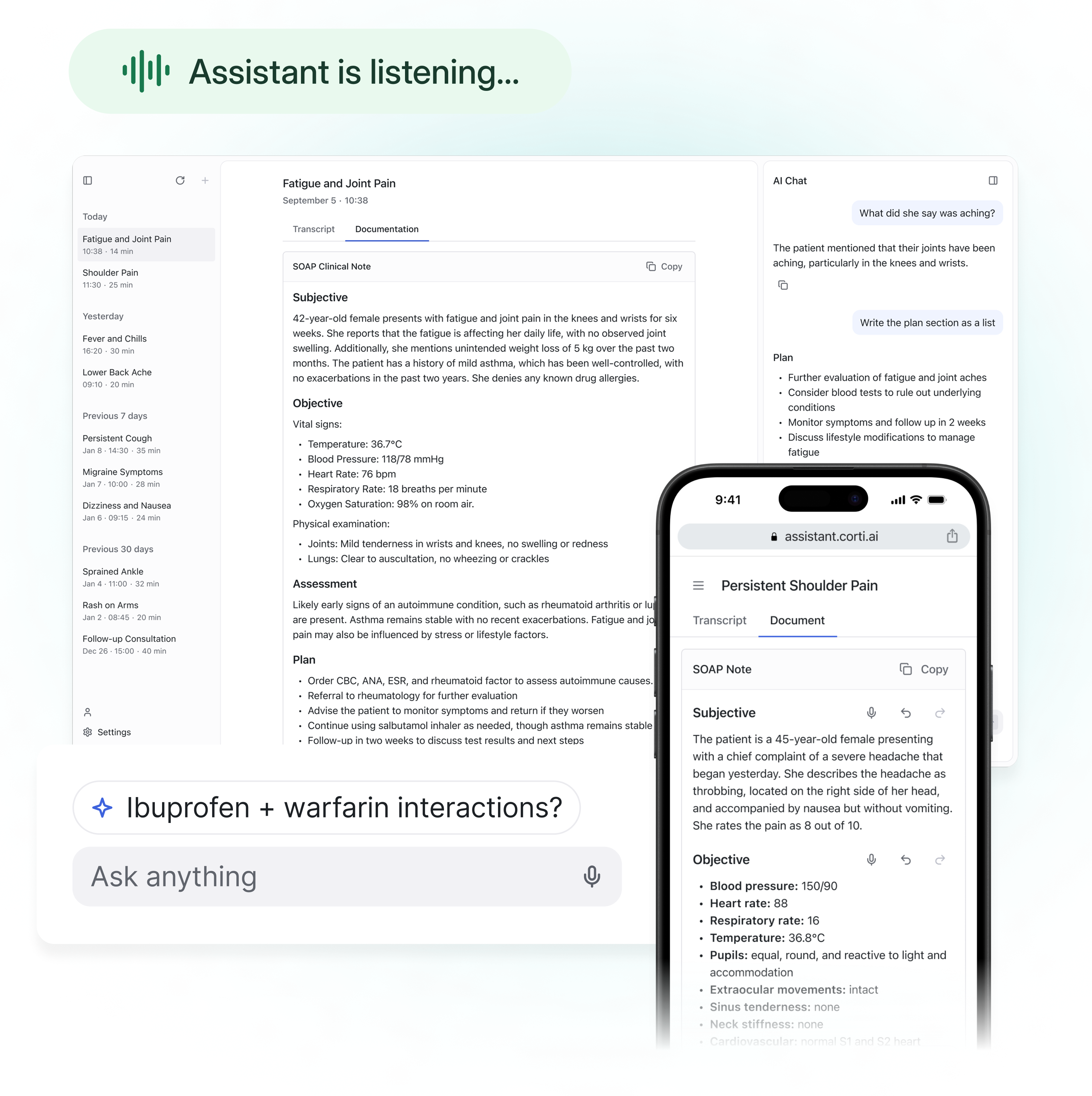Corti Assistant Mobile AI App for Clinicians