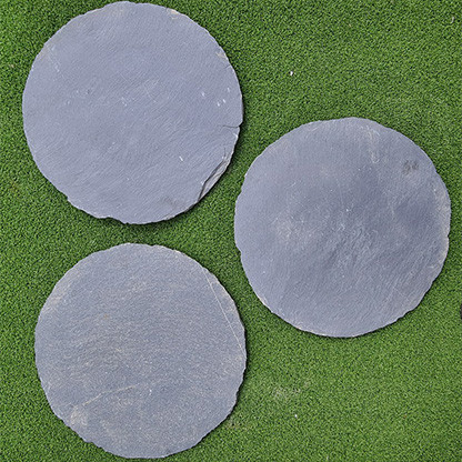 Slate Round Stepping Stone 500mm Black Four Seasons Nursery