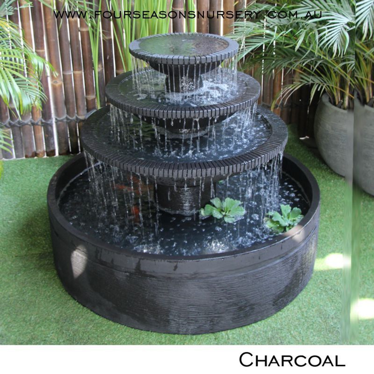 Aqua Falls Solar Fountain - Charcoal